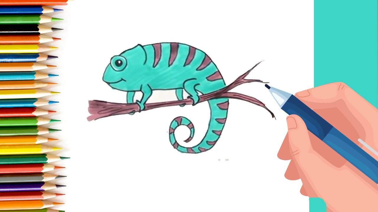 How to Draw easy Chameleon step by step for Kids| Simple Drawing Tutorials!