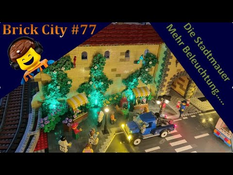 Brick City #77 - Die Stadtmauer - Noch mehr Beleuchtung - Der Berg an der Bahntrasse