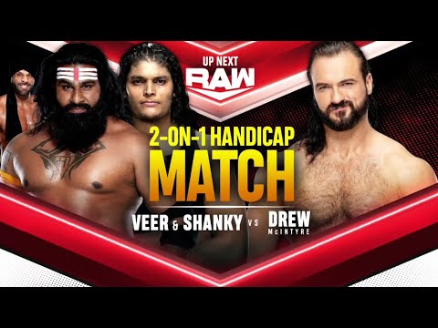 Drew McIntyre Vs Veer & Shanky - Handicap Match - WWE Raw 02/08/2021 (En Español)