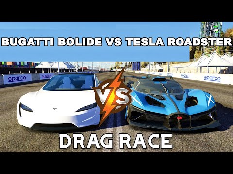 Bugatti Bolide Vs Tesla Roadster Drag Race ll The Kids Entertainment