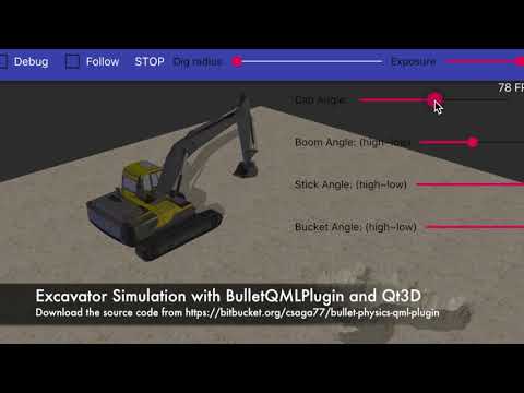 Excavator Simulation with BulletQMLPlugin and Qt3D