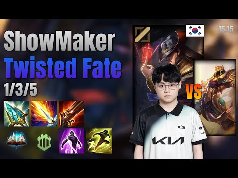 ShowMaker Mid Twisted Fate vs Azir lol KR solo rank Full Game 15.15 | 쇼메이커 트위스티드 페이트 vs 아지르