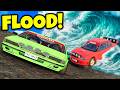 Flood Escape In Cars On MT ST HELENS In BeamNG Drive Mods
