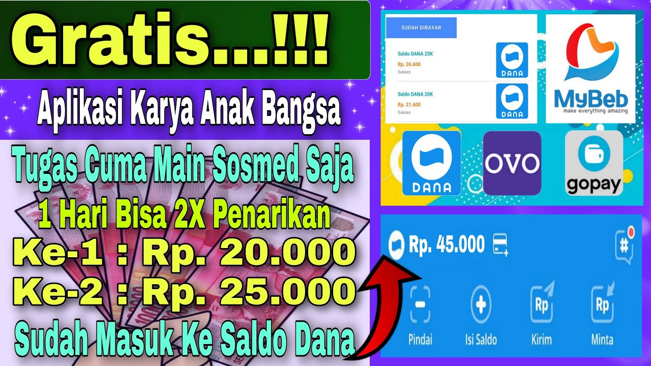 Aplikasi Mybeb !! Cuma Main Sosmed Saja Dibayar Rp. 45.000
