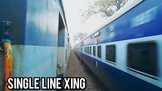 preview picture of video 'Single Line Crossing: Kanpur Intercity Express Sidelined For Agressive Farakka Express !!'