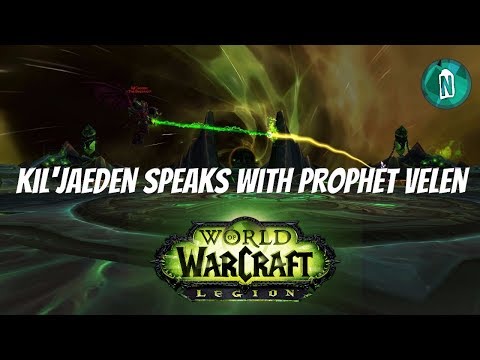 Kil'jaeden speaks with Prophet Velen in The Tomb of Sargeras Deceiver’s Fall