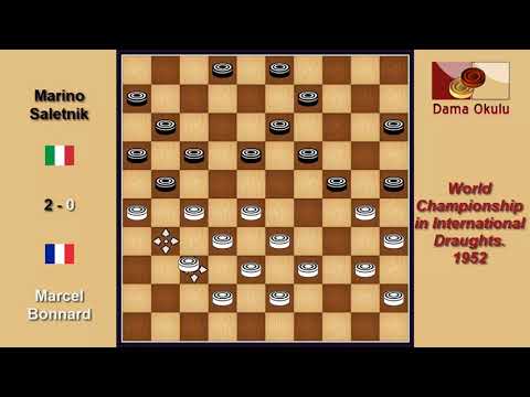 Marcel Bonnard (FRA) - Marino Saletnik (ITA). Draughts World Championship. 1952.