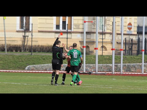 Czerwona kartka Patryka Jaworskiego w meczu Drwęca NML – Ossa B. Pom 3:2 (2:1), 26.03.2023