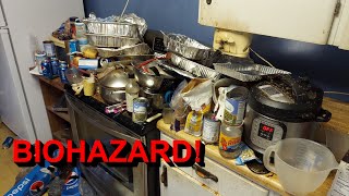 Cleaning a hoarder biohazard kitchen for FREE