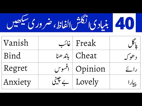 40 Basic English Vocabulary Words with Urdu Meanings