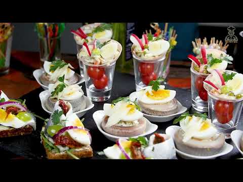 Party Appetizer Buffet Table - Herring Fillet.