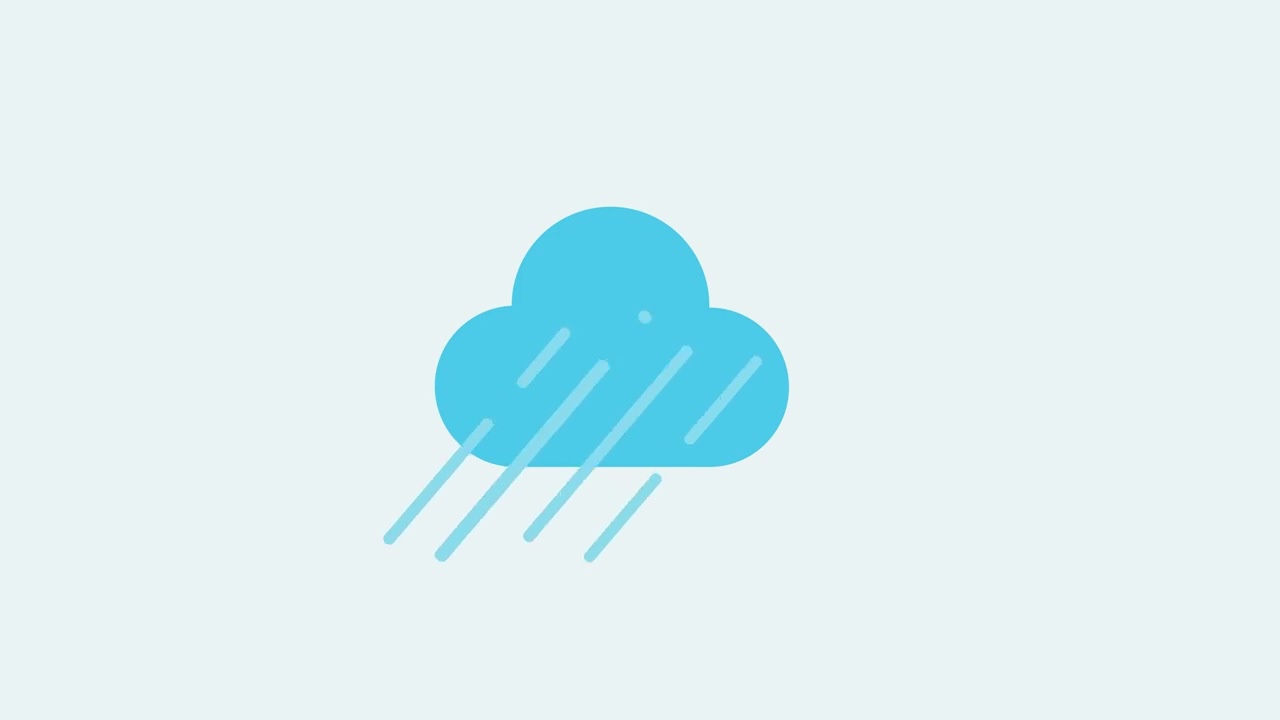2D cloud icon drops rain 4K animation free download