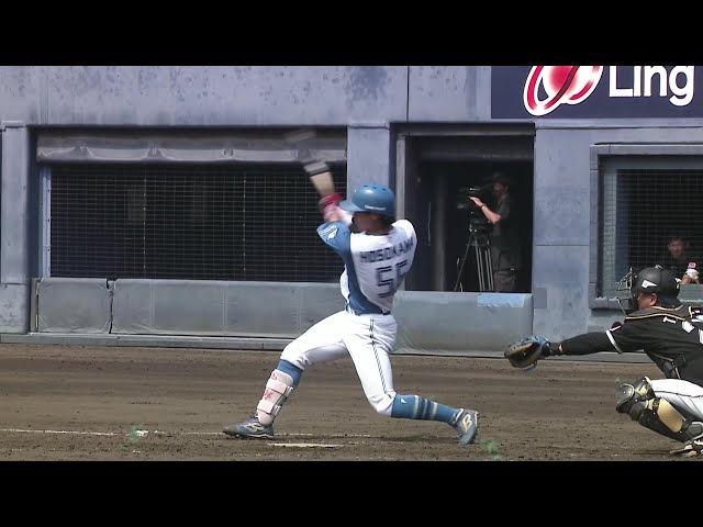 【ファーム】ファイターズ・細川凌平 ライト線へのタイムリー3ベースヒットで勝ち越しに成功!! 2025年7月9日 北海道日本ハムファイターズ 対 千葉ロッテマリーンズ
