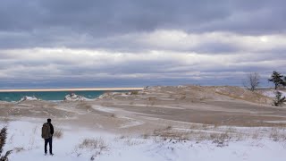 Winter Nature Hike with Ambient Sounds | Wind, Snow, Water, Forest