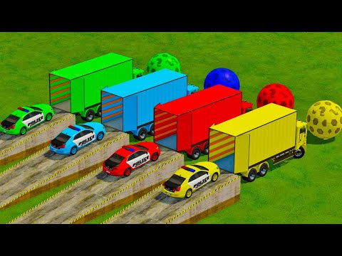 TRANSPORTING A COLORED POLICE CHEVROLET MALIBU WITH A TRUCK - Farming Simulator 2022