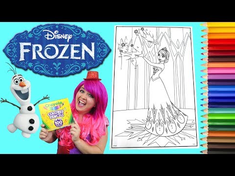Coloring Queen Elsa Disney Frozen GIANT Coloring Book Page Crayola Colored Pencil | KiMMi THE CLOWN Video
