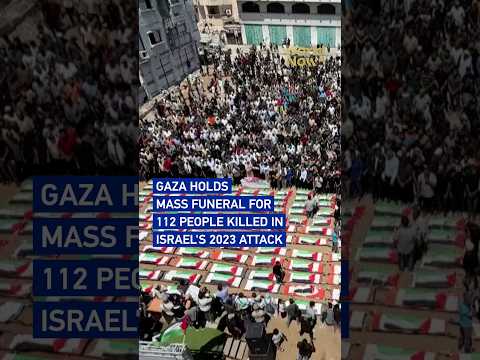 Gaza holds mass funeral for 112 people killed in Israel's 2023 attack #worldnow
