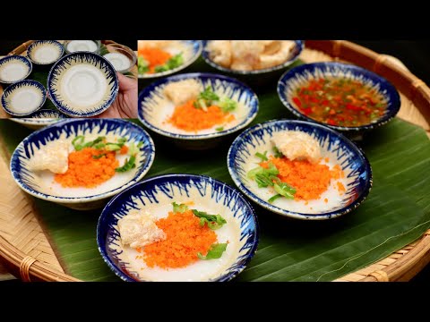 BÁNH BÈO HUẾ tôm chấy - Làm nhanh gọn, không cần ngâm bột lâu - Cách tạo xoáy đồng tiền dễ dàng.