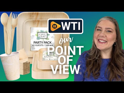 Chic Leaf Party Supplies Tableware 340 Pcs Bulk Pack for 45 Guests - 100% Biodegradable Palm Leaf Disposable Dinnerware Set - WTI product video review