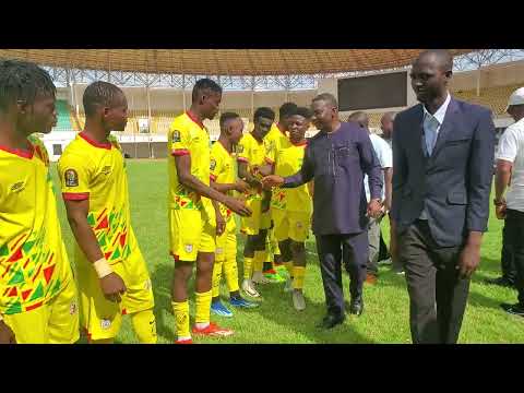 How players of Steadfast FC and  Sankara Nationals FC entered the field