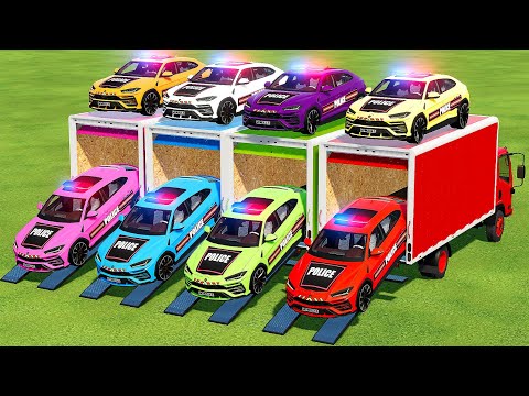 TRANSPORT POLICE LAMBORGHINI URUS WITH ISUZU TRUCKS! - Farming Simulator 22