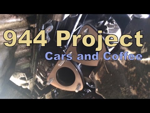 Installing the exhaust on the Garnet Porsche 944 and clips from Cars & Coffee