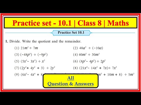 Practice set 10.1 | Class 8th Maths | Chapter 10 Division of polynomials | Maharashtra State Board