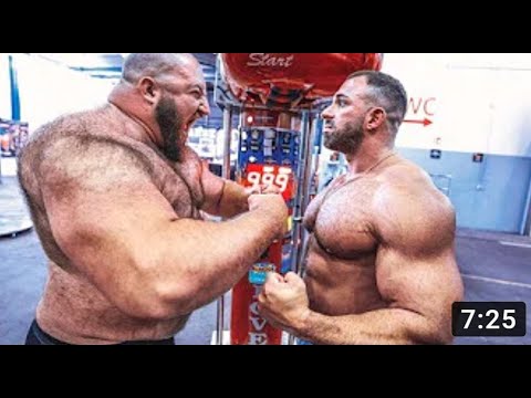 * 180 كجم مقابل 120 كجم * التحدي: آلة الملاكمة! الرجل القوي ممارسة كمال الاجسام الملاكمة