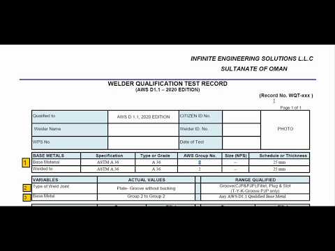 How to review  welder performance qualification  record as per AWS D1.1