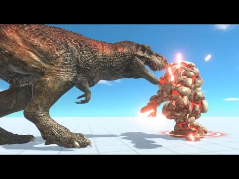 ARBS Death Run Trex vs Lava Golem vs Hellhound vs Kozarog Animal Revolt Battle Simulator