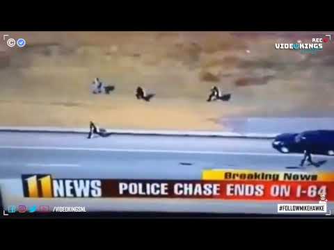 Super Cop tackles escaping suspect after epic sprint.