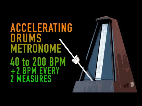 Accelerating Drums Metronome 40 - 200 bpm (+2 beat/2 measures)