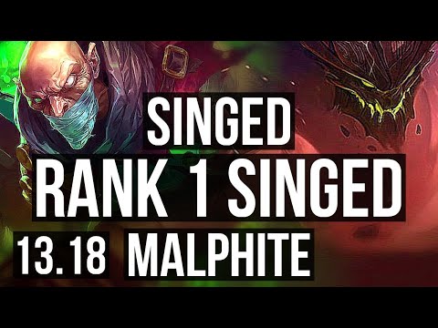 SINGED vs MALPHITE (MID) | Rank 1 Singed, 5/0/1, 300+ games, Rank 14 | TR Challenger | 13.18