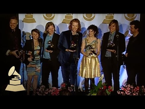 Arcade Fire in the media center after winning Album of the Year! | GRAMMYs