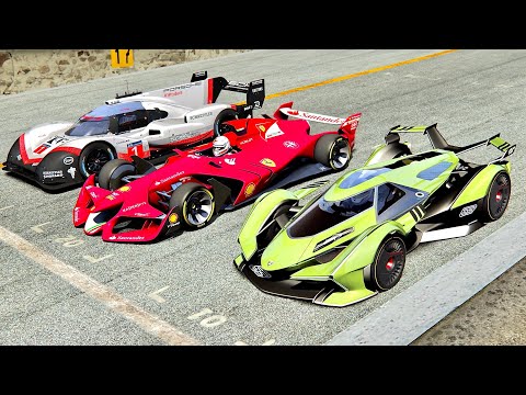 Lamborghini V12 Concept Gran Turismo vs Ferrari F1 2030 vs Porsche 919 EVO - Old Monza