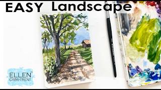 EASY Watercolor Landscape sketchbook tutorial