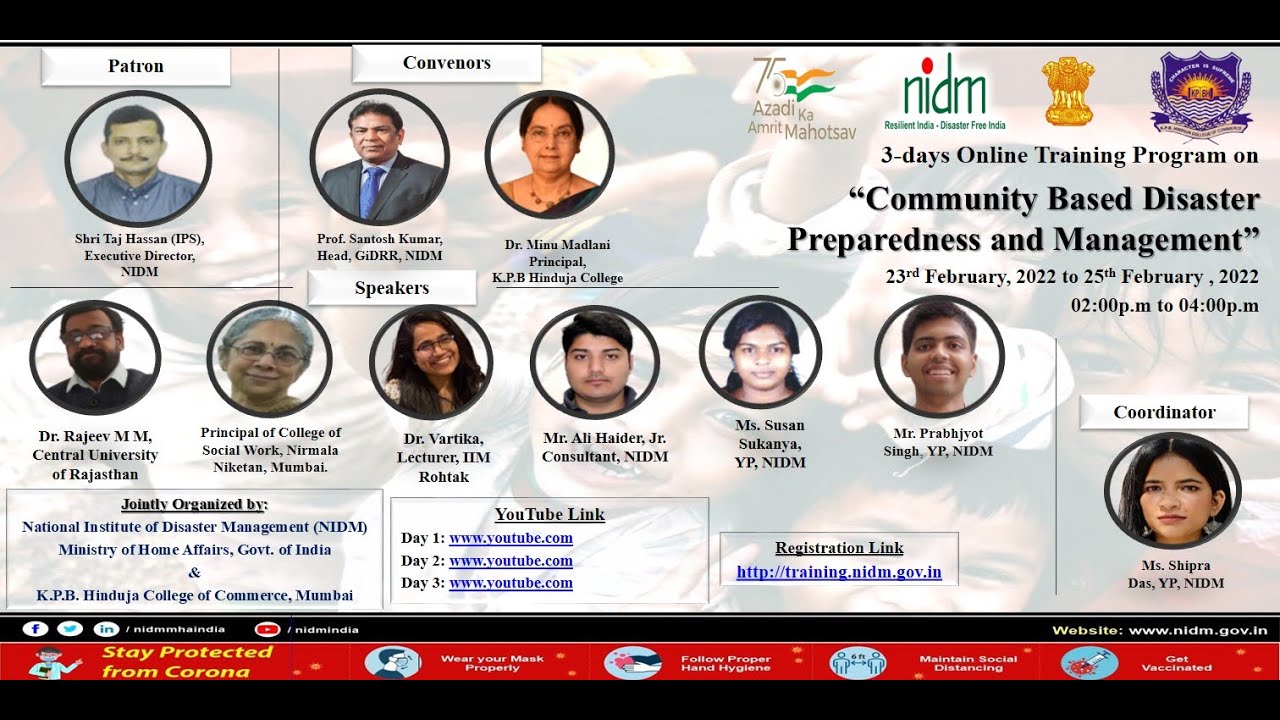Community Based Disaster Preparedness and Management.| DISASTER IN INDIA | MHA | COVID-19 | 2022 |
