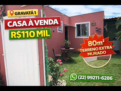 Casa à Venda no Gravatá 1 | R$ 110 Mil | Terreno Extra de 80m² Murado
