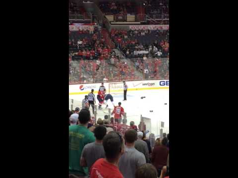 Washington Capitals versus buffalo Sabres 9/21/14 fight Spencer versus Strachan