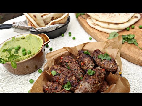 Juicy Beef Kofta| Best Homemade Flatbread|Pea and mint Hummus