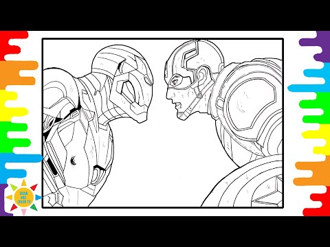 Iron Man VS Capitan America Coloring | Superhero Coloring Page | Alan Walker - Force