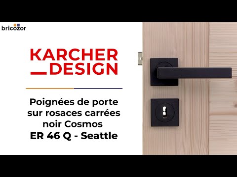 Poignées de porte sur rosaces carrées - noir Cosmos - ER 46 Q Seattle KARCHER DESIGN