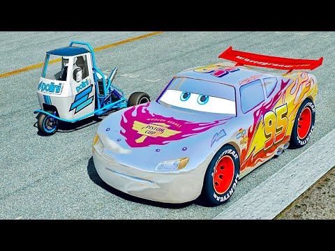 Lightning McQueen Silver Edition vs Ape Polini Monster at Top Gear