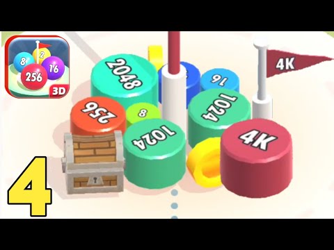 Merge Blocks 3D - 2048 Puzzle, ASMR Unlock 4k Max Lvls Gameplay Walkthrough Part 4