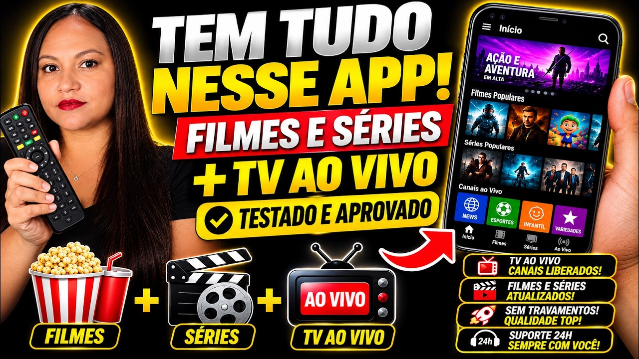 👉 MELHOR APP PARA FILMES, SÉRIES E TV AO VIVO 🔥 TESTEI E ME SURPREENDI!