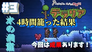 【terraria】#3 まだ行くのが早すぎた氷の洞窟にてライフクリスタルとお宝発見？！