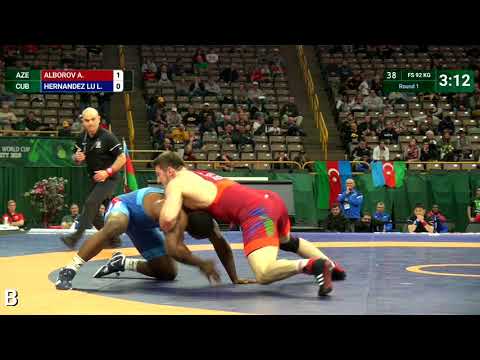 Round 1 FS - 92 kg: A. ALBOROV (AZE) v. L. HERNANDEZ LU (CUB)