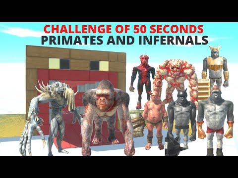 CHALLENGE OF 50 SECONDS -  INFERNALS AND PRIMATES VS FACTIONS   ANIMAL REVOLT BATTLE SIMULATOR