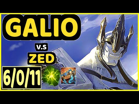 GREVTHAR (GALIO) vs ZED - 6/0/11 KDA MID CHALLENGER GAMEPLAY - BR