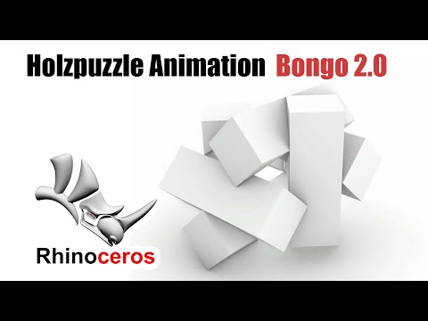 Rhino 3D - Bongo 2.0 - Animation Holz Puzzle / 6-piece Burr Puzzle